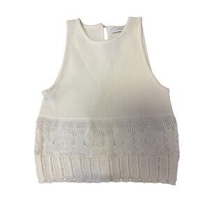 Lush Knit Top Sleeveless Cream Womens Small crochet like bottom
